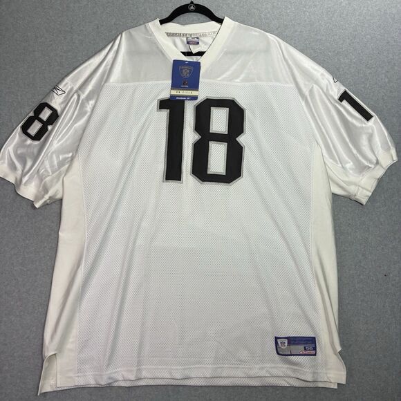 Randy Moss #18 Oakland Raiders Reebok NFL On Field Jersey Men’s 56 White NWT 2XL - Picture 1 of 9